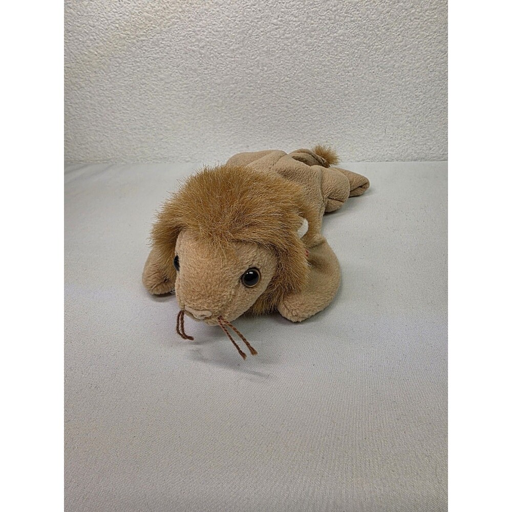Vintage TY BEANIE BABY ‘Roary’ Plush Lion Light Brown Fuzzy 1996 READ